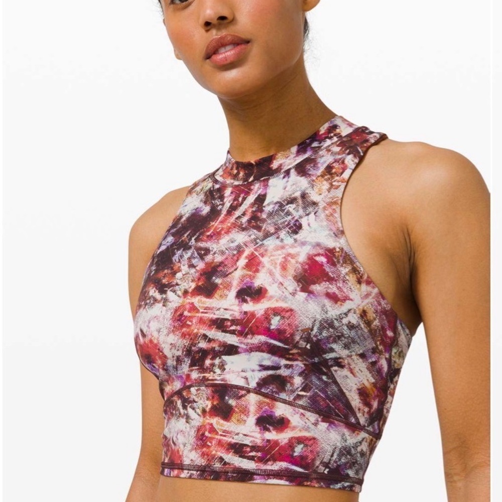 Lululemon Everlux and Mesh Cropped Tank Urbantricity Multi / Dark Terracotta 4